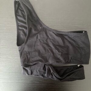 Black One-Shoulder Crop Top